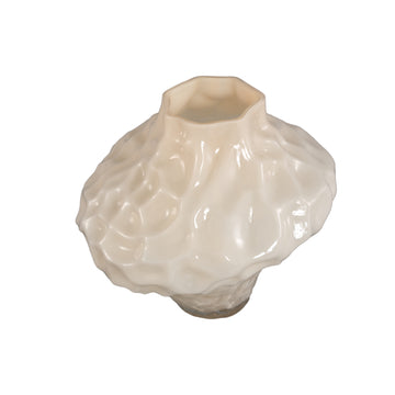 Vase – Massives Glas, Unregelmäßige Form, Creme Farbe L – Moises | PTMD