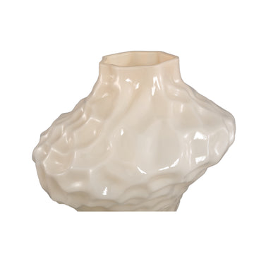 Vase – Massives Glas, Unregelmäßige Form, Creme Farbe L – Moises | PTMD