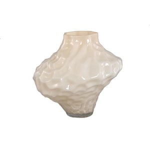 Vase – Solid Glass, Irregular Shape, Cream Color L – Moises | PTMD
