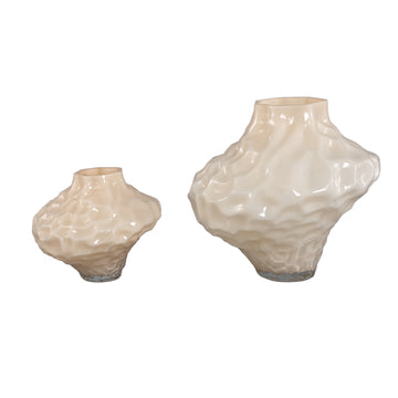 Vase – Massives Glas, Unregelmäßige Form, Creme Farbe L – Moises | PTMD