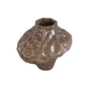 Vase – Massives Glas, Unregelmäßige Form, Taupe Farbe L – Moises | PTMD