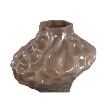Vase – Massives Glas, Unregelmäßige Form, Taupe Farbe L – Moises | PTMD