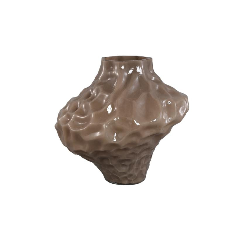 Vase – Massives Glas, Unregelmäßige Form, Taupe Farbe L – Moises | PTMD