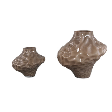 Vase – Massives Glas, Unregelmäßige Form, Taupe Farbe L – Moises | PTMD