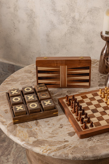 Tic-Tac-Toe – Mangoholz, Dunkelbraunes Finish - Elani | PTMD