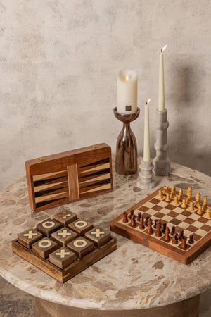 Tic-Tac-Toe – Mangoholz, Dunkelbraunes Finish - Elani | PTMD