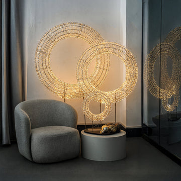 LED-Kranz – Champagnergold, LED-Beleuchtung, mit Standfuß, L - Lexis | PTMD