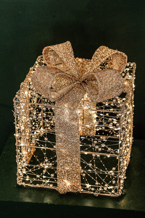 LED-Geschenkboxen – Goldfarben, Perlendekor, 3er-Set - Misk | PTMD