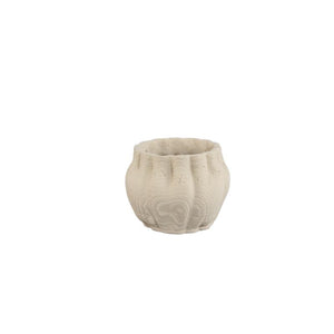 Flowerpot - Beige Surface, Wavy Groove Structure, Cement Material, S - Romen | PTMD