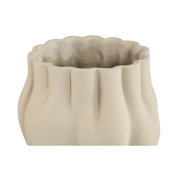 Flowerpot – Wave Design, Cement Material, Beige Color, M – Romen | PTMD