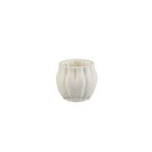 Flowerpot – White Surface, Wavy Grooved Structure, Cement Material, XS – Romen | PTMD