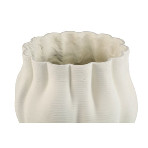 Flower Pot – White Surface, Wavy Grooved Structure, Cement Material, XL – Romen | PTMD