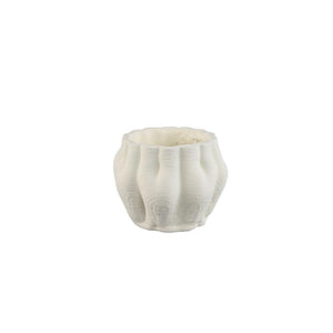 Flowerpot – White Surface, Wavy Grooved Structure, Cement Material, S – Romen | PTMD