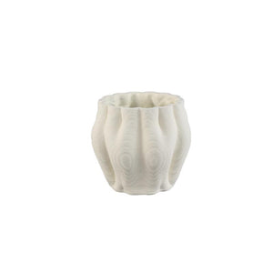 Flower pot - White surface, Wavy groove structure, Cement material, M - Romen | PTMD