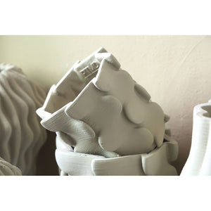 Flowerpot - Beige Color, Three-Dimensional Expansion Design, Cement Material, M - Norma | PTMD