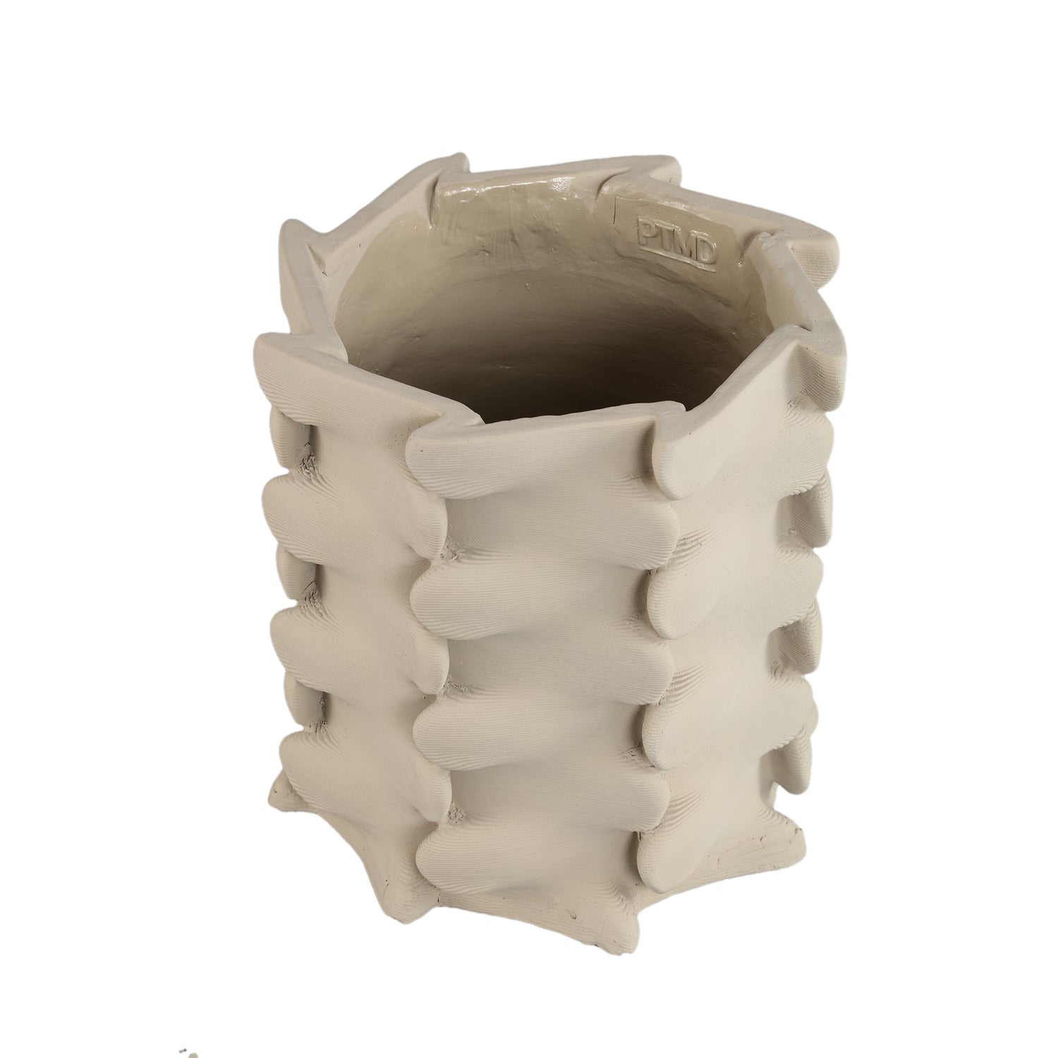 Flowerpot - Beige Color, Three-Dimensional Expansion Design, Cement Material, M - Norma | PTMD