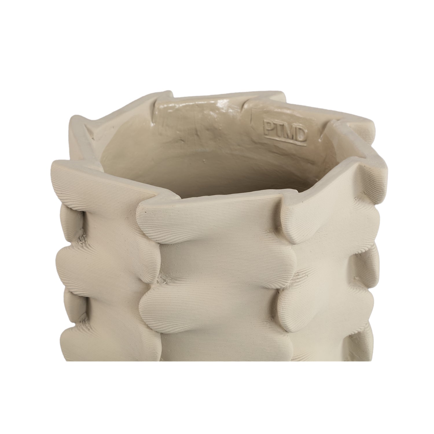 Flowerpot - Beige Color, Three-Dimensional Expansion Design, Cement Material, M - Norma | PTMD