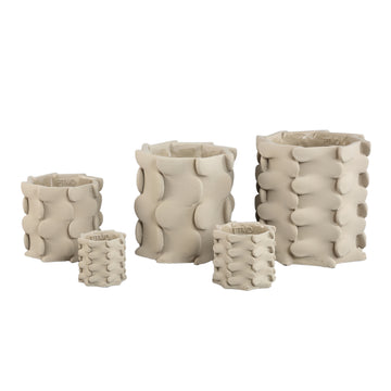 Topf– Beige Farbe, Dreidimensionales Erweiterungs Design, Zement Material, S – Norma | PTMD