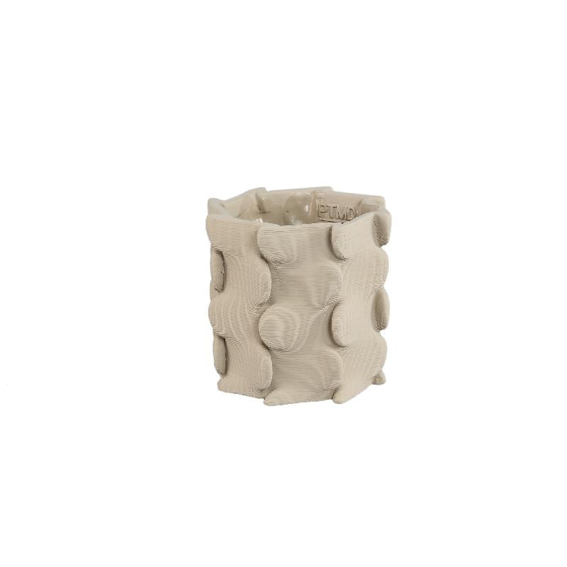 Flowerpot - Beige Color, Three-Dimensional Expansion Design, Cement Material, M - Norma | PTMD