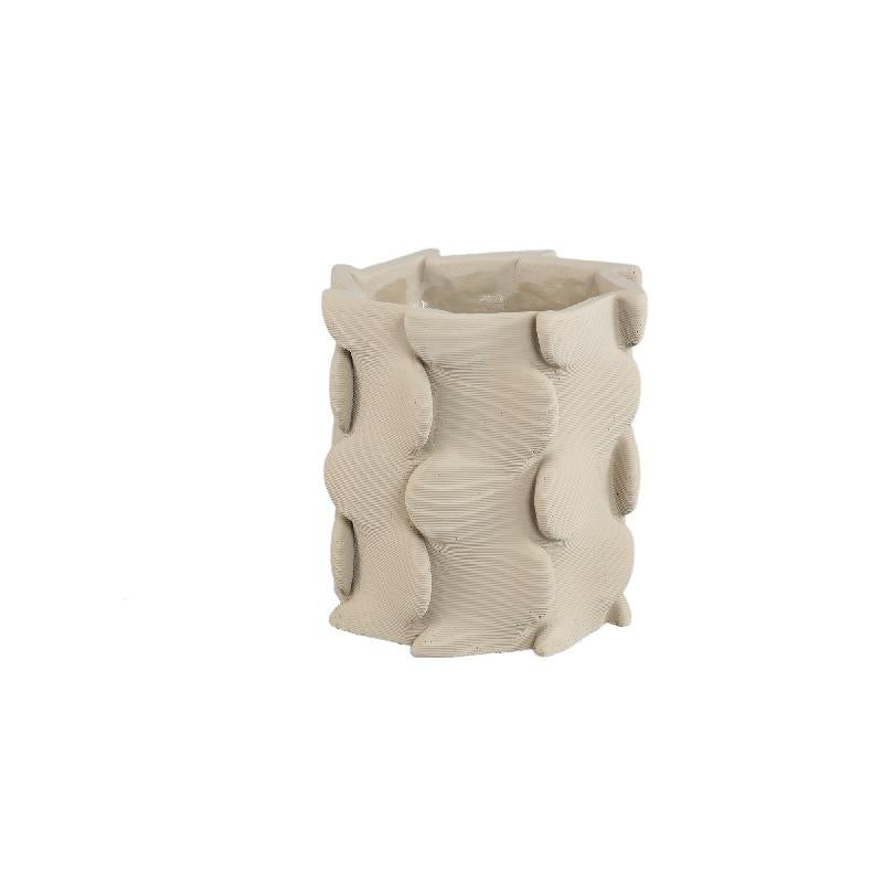 Flowerpot – Beige Color, Three-Dimensional Expansion Design, Cement Material, L – Norma | PTMD