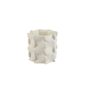Flower Pot – White Color, Three-Dimensional Expansion Design, Cement Material, M – Norma | PTMD
