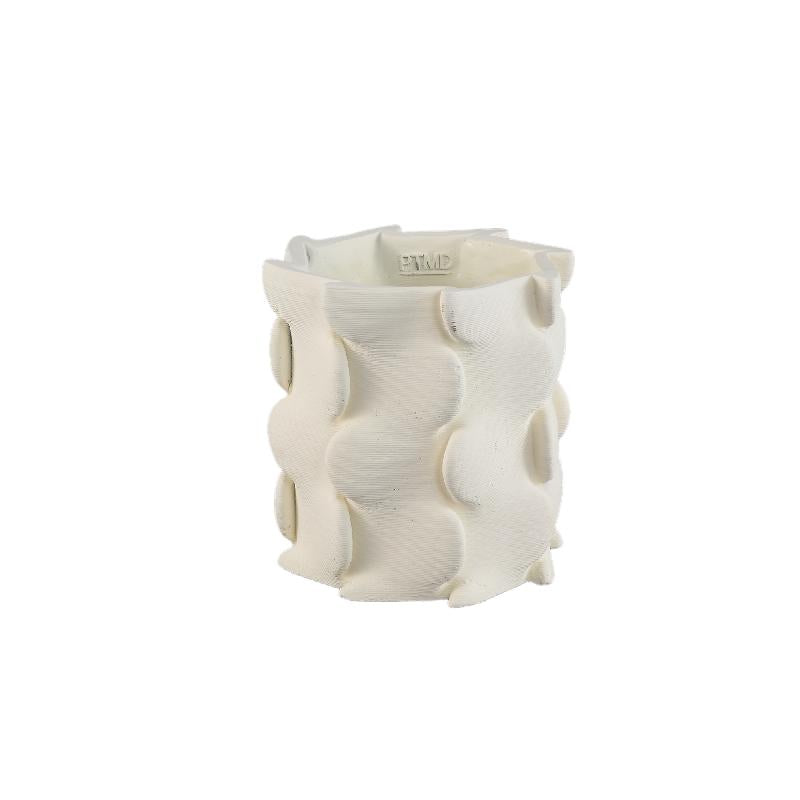 Flower Pot – White Color, Three-Dimensional Expansion Design, Cement Material, L – Norma | PTMD