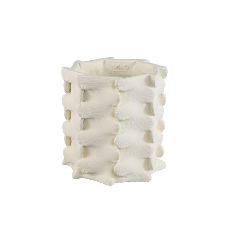 Flowerpot – White Color, Three-Dimensional Extension Design, Cement Material, XL – Norma | PTMD