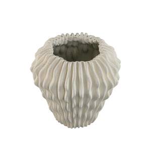 Vase - White color, Wave pattern design, Cement material, S – Barren | PTMD