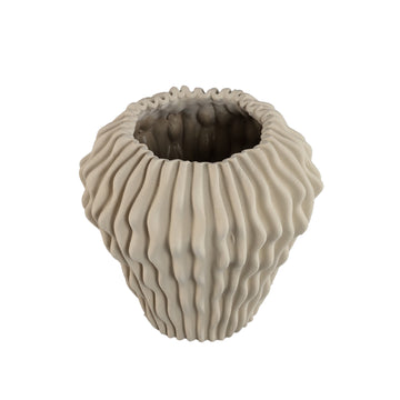 Vase - Beige Color, Wave Pattern Design, Cement Material, S – Barren | PTMD