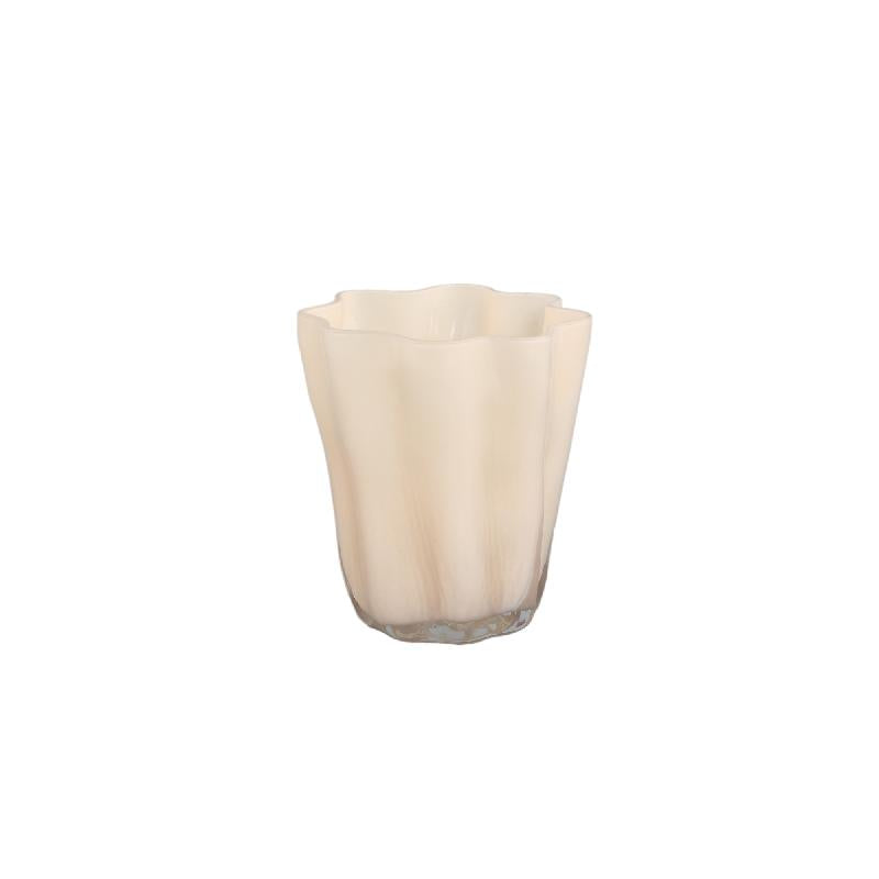 Tealight Holder - Glass Material, Irregular Shape, Cream Color - Rilie | PTMD