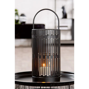 Windlicht – Filigrane Silhouette, Stimmungsvolles Lichtspiel, Schwarze Eleganz, 39 cm - Como | Gilde