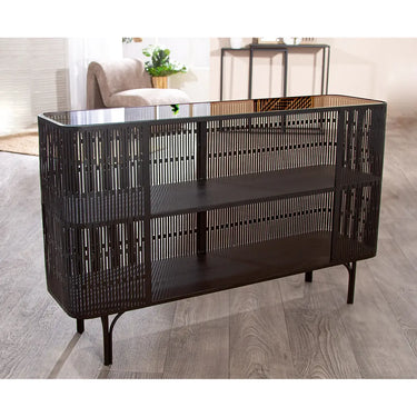 Sideboard – Minimalistische Metallform, Schwarze Eleganz, Schlanke Silhouette, 75,5 cm - Como | Gilde