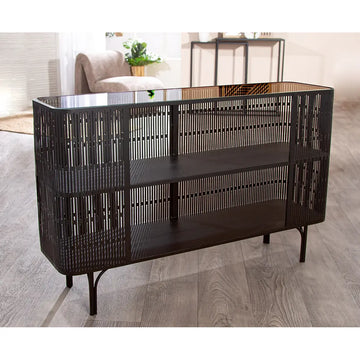 Sideboard – Minimalistische Metallform, Schwarze Eleganz, Schlanke Silhouette, 75,5 cm - Como | Gilde