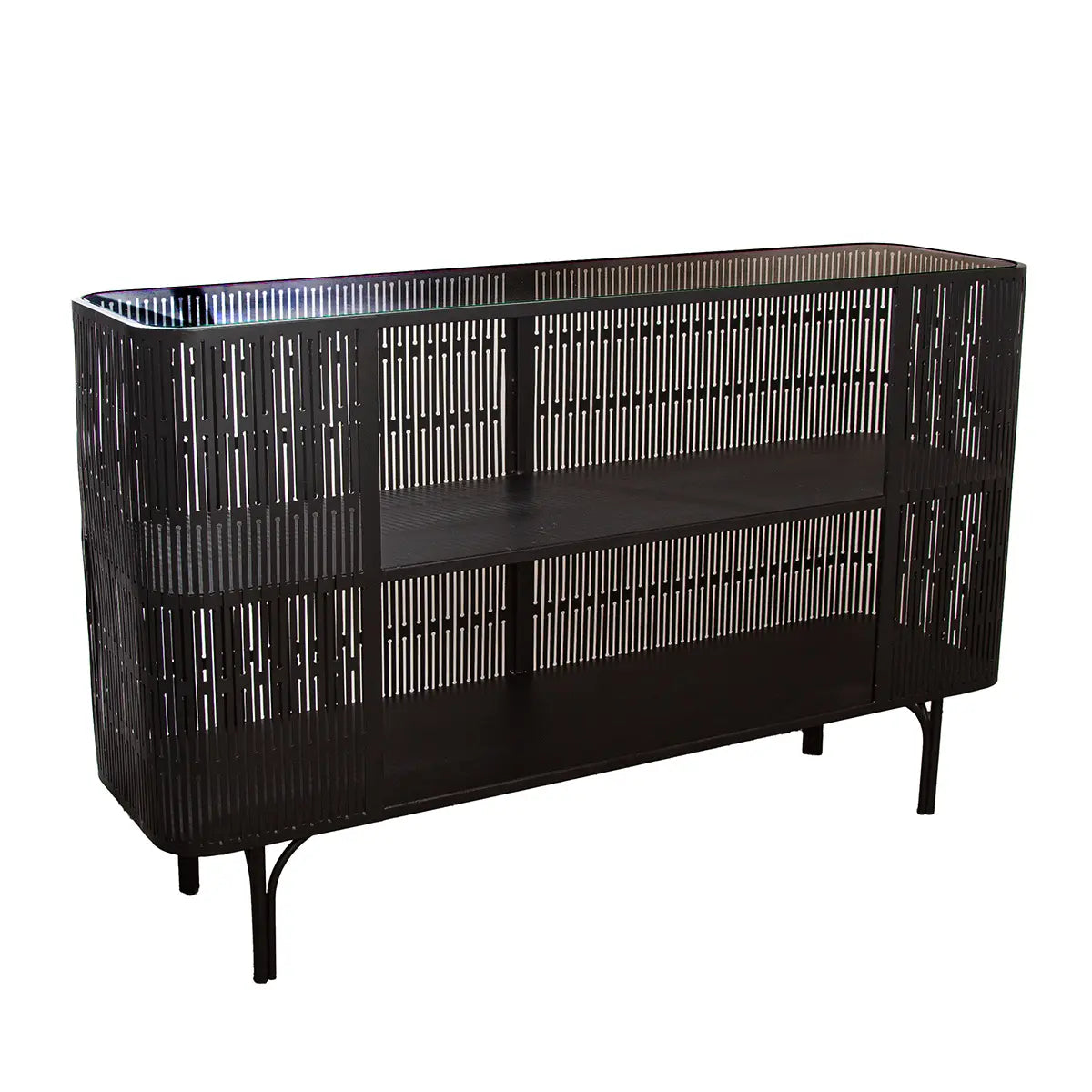 Sideboard – Minimalistische Metallform, Schwarze Eleganz, Schlanke Silhouette, 75,5 cm - Como | Gilde