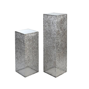 Säule – Silberne Antikoptik, Satinierte Glasfläche, Exklusives Design, 70 cm - Purley | Gilde