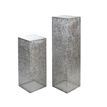 Säule – Silberne Antikoptik, Satinierte Glasfläche, Exklusives Design, 70 cm - Purley | Gilde