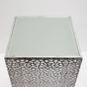 Säule – Silberne Antikoptik, Satinierte Glasfläche, Exklusives Design, 70 cm - Purley | Gilde