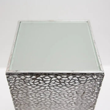 Säule – Silberne Antikoptik, Satinierte Glasfläche, Exklusives Design, 70 cm - Purley | Gilde