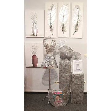 Säule – Silberne Antikoptik, Satinierte Glasfläche, Exklusives Design, 70 cm - Purley | Gilde