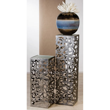 Säule – Organisches Muster, Glas Metall Mix, Antikfinish Oberfläche, 100cm Höhe - Ellis | Gilde