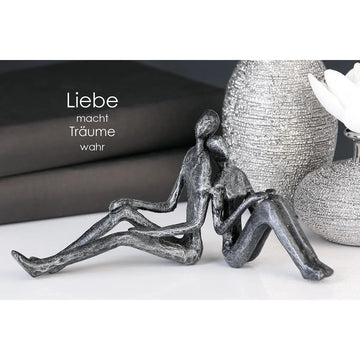 Skulptur – Paarfigur Design, Eisen Material, Sitzende Pose - Dreaming | Gilde