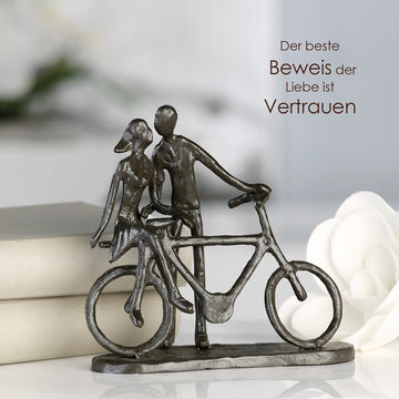 Skulptur – Paarfigur Design, Eisen Material, Fahrradmotiv - Pair on Bike | Gilde