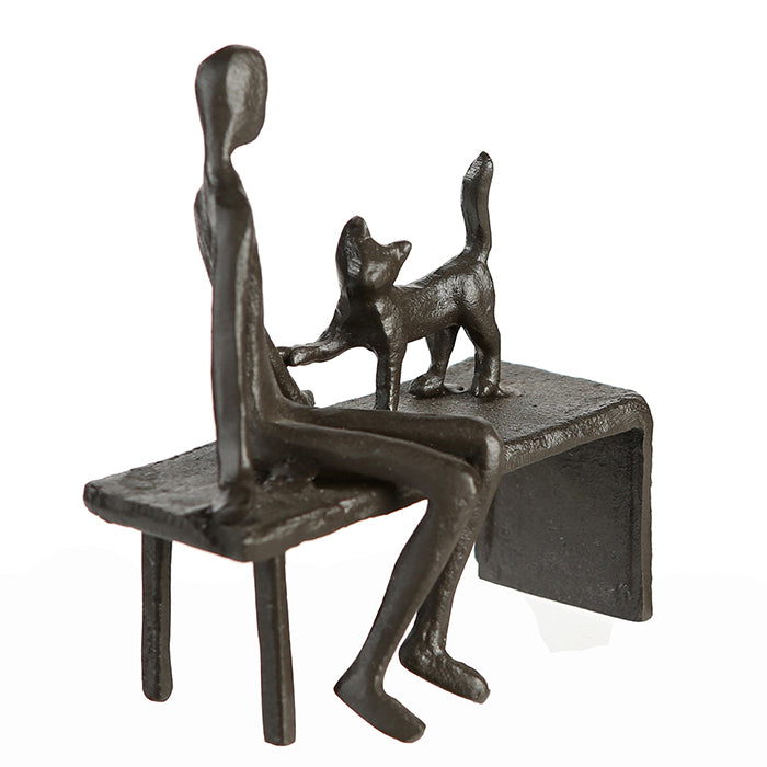 Skulptur – Katzenmotiv Design, Eisen Material, Strukturierte Oberfläche - Zuwendung | Gilde