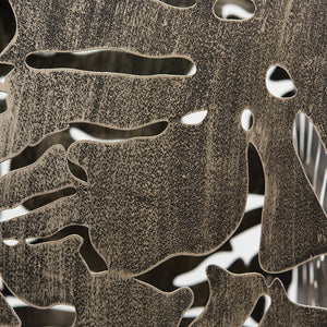 Säule – Blattmotiv Design, Antikfinish Oberfläche, Verspiegelte Details, 70cm Höhe  - Flora | Gilde