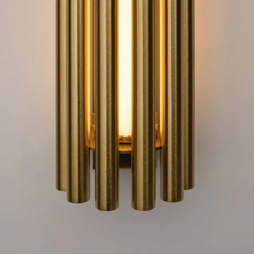 Wall light with brass-colored aluminum body, glass diffuser, and warm white LED light – Sonata | Maytoni