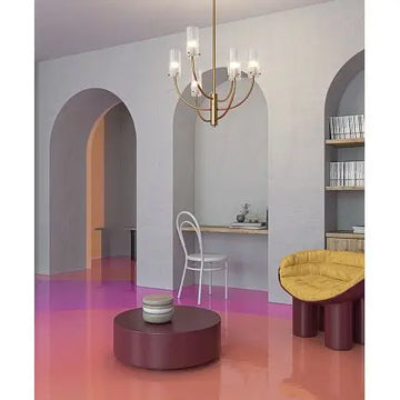 Pendant lamp with brass finish and fluted glass shades in an elegant design – Arco | Maytoni