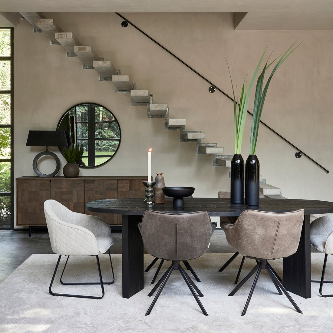 Esszimmerstuhl Kaffeefarbenes Pellini - Leder & Metall 1 – Carnaby | Rivièra Maison - Esszett Luxury | Stilvolles Wohnen mit Charakter
