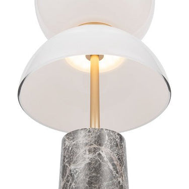 Tischleuchte grauer Marmorsockel, goldener Metallarm & weißer Glasdiffusor – Kyoto | Maytoni - Esszett Luxury | Stilvolles Wohnen mit Charakter