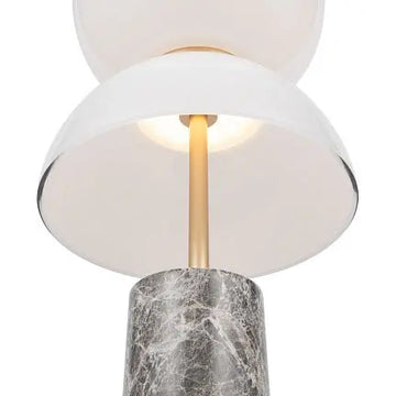 Table Lamp with Grey Marble Base, Gold Metal Arm & White Glass Diffuser – Kyoto | Maytoni