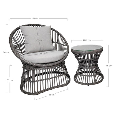 Lounge-Set – Rattangeflecht, Stahlgestell, Geflochtenes Design - Natal | House Nordic